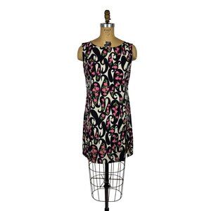 Vintage 60s Tunic Top Womens M Pink Floral Paisley Print Cut Out Hem Shirt